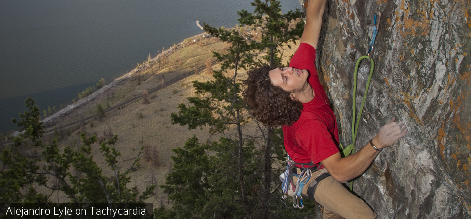 Alejandro Lyle climbing in Kamloops, BC